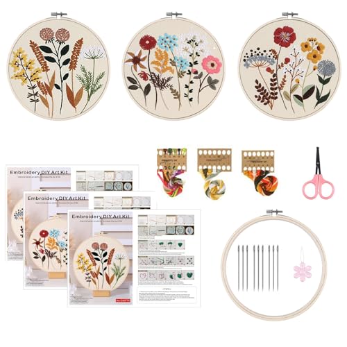 OUTALIZ 3 Sets Stickstich Übungsset, Stickerei Starter Kits für Anfänger, Blumenmuster Embroidery, Pflanzen Stickset mit 1 Stück Plastik Stickrahmen, Farbfäden, Anleitung und Werkzeuge, für DIY Kunst OUTALIZ 3 Sets Stickstich Übungsset, Stickerei Starter Kits für Anfänger, Blumenmuster Embroidery, Pflanzen Stickset mit 1 Stück Plastik Stickrahmen, Farbfäden, Anleitung und Werkzeuge, für DIY Kunst von OUTALIZ