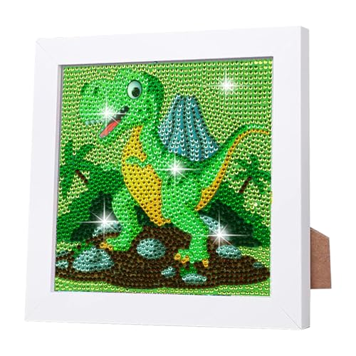 OUTALIZ DIY Diamond Painting Set Mit Holzrahmen, Diamant Bilder Arts Craft, Tier Diamant Malerei, Set Voll Diamant Malerei Bilder, Geeignet für Bastel Enthusiasten, Dinosaurier Muster, 18 x 18cm von OUTALIZ