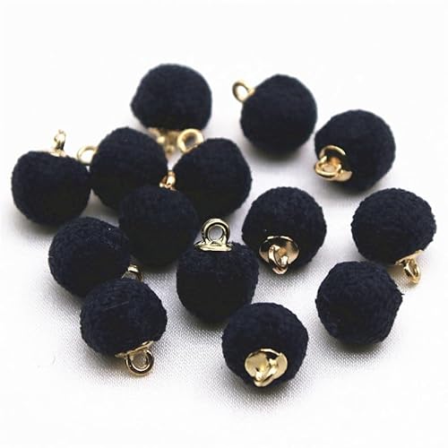 20/50pcs/lot Velvet Black Rounds Shape Balls Round Fabric Cloth Covered Button Sewing Kit with Metal Shank for Diy Craft von OUTFYT