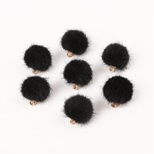 50/100pcs 15 MM Fur Covered Ball Button 15mm Round Fabric Cloth Covered Button Sewing Kit with Metal Shank for Diy Craft Black von OUTFYT