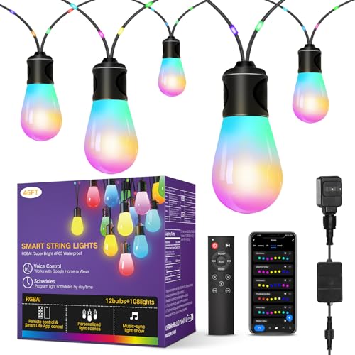 OUTON Lichterkette Außen 15M, RGBAI LED Lichterkette mit 108 Mini Lichtern, IP65 Wasserdicht, Fernbedienung und App, Funktioniert mit Alexa Google Assistant, Outdoor Lichterkette für Balkon Garten OUTON Lichterkette Außen 15M, RGBAI LED Lichterkette mit 108 Mini Lichtern, IP65 Wasserdicht, Fernbedienung und App, Funktioniert mit Alexa Google Assistant, Outdoor Lichterkette für Balkon Garten von OUTON