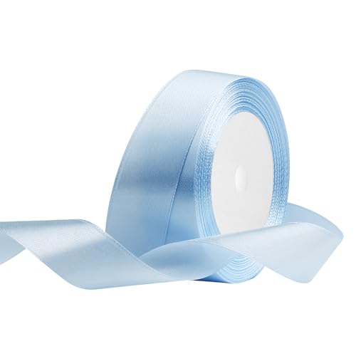 Satinband 25mm Breit Hellblau, 22 Meters Geschenkband Schleifenband Stoffband für Hochzeitsdekoration, Geschenkverpackung, Basteln, Party Deko von OUTPGAGA