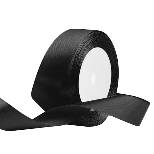 Satinband 25mm Breit Schwarz, 22 Meters Geschenkband Schleifenband Stoffband für Hochzeitsdekoration, Geschenkverpackung, Basteln, Party Deko Satinband 25mm Breit Schwarz, 22 Meters Geschenkband Schleifenband Stoffband für Hochzeitsdekoration, Geschenkverpackung, Basteln, Party Deko von OUTPGAGA