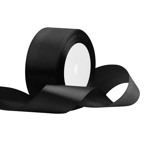 Satinband 40mm Breit Schwarz, 22 Meters Geschenkband Schleifenband Stoffband für Hochzeitsdekoration, Geschenkverpackung, Basteln, Party Deko von OUTPGAGA
