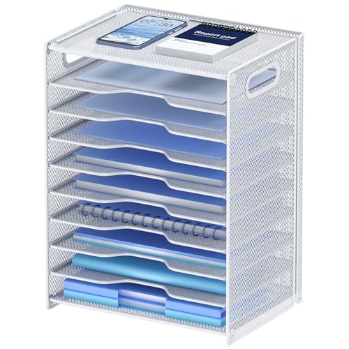 OUTWOLF Papier-Organizer mit 10 Ebenen, Briefablage, Netzstoff, Schreibtisch-Organizer mit Griffen, für Büro, Schule, Schreibtisch, Weiß OUTWOLF Papier-Organizer mit 10 Ebenen, Briefablage, Netzstoff, Schreibtisch-Organizer mit Griffen, für Büro, Schule, Schreibtisch, Weiß von OUTWOLF
