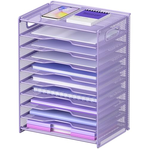 OUTWOLF Papier-Organizer mit 10 Etagen, Briefablage, Netzstoff, Schreibtisch-Organizer mit Griffen, für Büro, Schule, Schreibtisch, Violett OUTWOLF Papier-Organizer mit 10 Etagen, Briefablage, Netzstoff, Schreibtisch-Organizer mit Griffen, für Büro, Schule, Schreibtisch, Violett von OUTWOLF