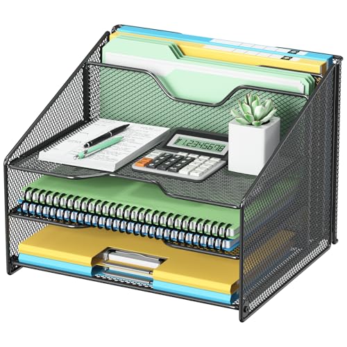 OUTWOLF Schreibtisch Organizer mit Aktenhalter, 3-stufiger Papier Organizer+ 2 Vertikalen Fächern, Mesh Metall Schreibtisch Akten Organizer für A4-Aktenordner, Papier, Buch, Bürobedarf, Schwarz OUTWOLF Schreibtisch Organizer mit Aktenhalter, 3-stufiger Papier Organizer+ 2 Vertikalen Fächern, Mesh Metall Schreibtisch Akten Organizer für A4-Aktenordner, Papier, Buch, Bürobedarf, Schwarz von OUTWOLF