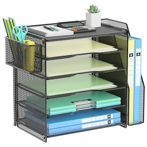 OUTWOLF Schreibtisch Organizer mit Aktenhalter, 6Tier Briefablage mit 1 vertikaler Ablagefächer, 1 Stifthalter, Netz Schreibtisch Ablage Zeitschriftenhalter für Büro Bedarf Dokumentenablage, Schwarz OUTWOLF Schreibtisch Organizer mit Aktenhalter, 6Tier Briefablage mit 1 vertikaler Ablagefächer, 1 Stifthalter, Netz Schreibtisch Ablage Zeitschriftenhalter für Büro Bedarf Dokumentenablage, Schwarz von OUTWOLF