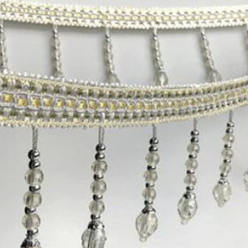 OUUOYSD Fransenbesatz, Vorhangquasten, 12 Yards Sewing Trim Fringe Braid Beaded Pendant Tassel Beading Curtain Lampshades Decorative Sewing Crafts Accessory(Beige) von OUUOYSD