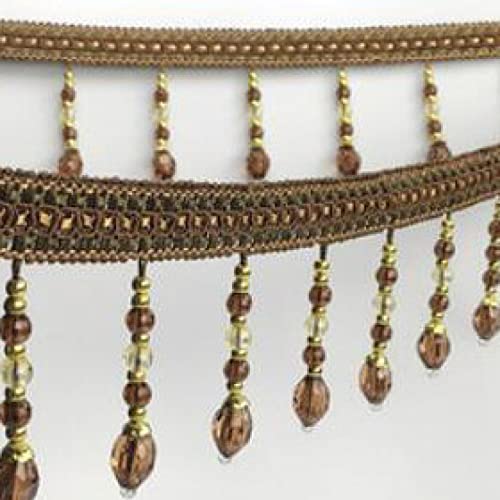 OUUOYSD Fransenbesatz, Vorhangquasten, 12 Yards Sewing Trim Fringe Braid Beaded Pendant Tassel Beading Curtain Lampshades Decorative Sewing Crafts Accessory(Bruin) von OUUOYSD