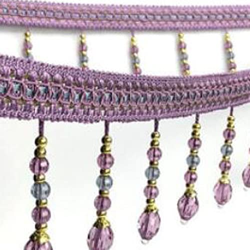 OUUOYSD Fransenbesatz, Vorhangquasten, 12 Yards Sewing Trim Fringe Braid Beaded Pendant Tassel Beading Curtain Lampshades Decorative Sewing Crafts Accessory(Purple) von OUUOYSD