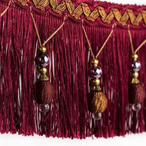 OUUOYSD Fransenbesatz, Vorhangquasten, 12 Yards Vorhang Dekorativer Zopf Perlenanhänger Quaste Fransenbesatz for Nähen Basteln Heimdekoration DIY Party Hängen(Rosso) von OUUOYSD