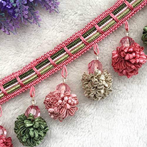 OUUOYSD Fransenbesatz, Vorhangquasten, 2 Meter hängende Ballquaste Fransen for Vorhang Sofa Band Spitzenbesatz Nähen Handwerk Home Hochzeit Party Dekor(Roze) von OUUOYSD