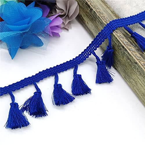 OUUOYSD Fransenbesatz, Vorhangquasten, 2 Yards Spitzenbesatz Nähen Band Quaste Fransen Baumwolle Ethnische Latin Kleid Bühne Kleidungsstück Vorhang Dekorative DIY(Blu) von OUUOYSD