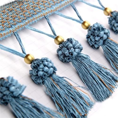 OUUOYSD Fransenbesatz, Vorhangquasten, 5 Meter Vorhang Kanten Trim Trimmen Band Nähen Kleidungsstücke Tischdecke DIY Decor(Blu) von OUUOYSD