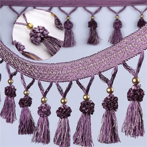 OUUOYSD Fransenbesatz, Vorhangquasten, 5 Meter Vorhang Kanten Trim Trimmen Band Nähen Kleidungsstücke Tischdecke DIY Decor(Purple) von OUUOYSD