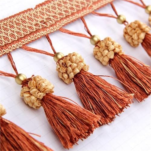 OUUOYSD Fransenbesatz, Vorhangquasten, 5 Meter Vorhang Kanten Trim Trimmen Band Nähen Kleidungsstücke Tischdecke DIY Decor(Red Coffee) von OUUOYSD
