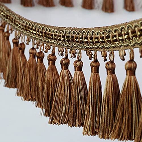 OUUOYSD Fransenbesatz, Vorhangquasten, 5 Meter Vorhang Nähen Quaste Fransenbesatz Zopfband Spitzenbesatz Dekorativer Besatz for Lampenschirme Sofa DIY Handwerk(Bruin) von OUUOYSD