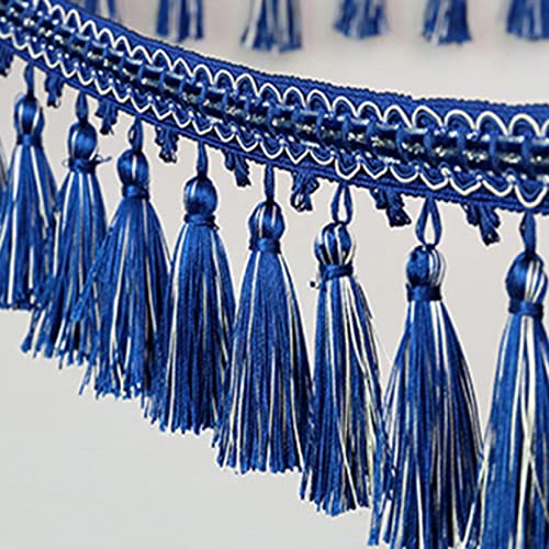 OUUOYSD Fransenbesatz, Vorhangquasten, 5 Meter Vorhang Nähen Quaste Fransenbesatz Zopfband Spitzenbesatz Dekorativer Besatz for Lampenschirme Sofa DIY Handwerk(Dark Blue) von OUUOYSD