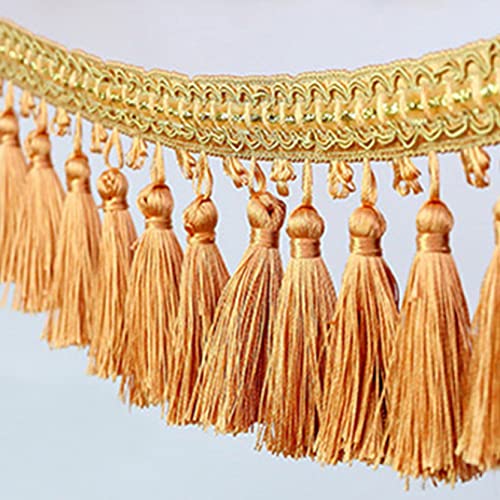 OUUOYSD Fransenbesatz, Vorhangquasten, 5 Meter Vorhang Nähen Quaste Fransenbesatz Zopfband Spitzenbesatz Dekorativer Besatz for Lampenschirme Sofa DIY Handwerk(Gold) von OUUOYSD