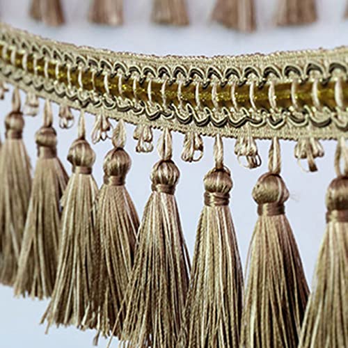 OUUOYSD Fransenbesatz, Vorhangquasten, 5 Meter Vorhang Nähen Quaste Fransenbesatz Zopfband Spitzenbesatz Dekorativer Besatz for Lampenschirme Sofa DIY Handwerk(Khaki) von OUUOYSD