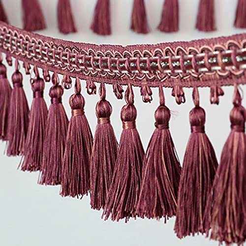 OUUOYSD Fransenbesatz, Vorhangquasten, 5 Meter Vorhang Nähen Quaste Fransenbesatz Zopfband Spitzenbesatz Dekorativer Besatz for Lampenschirme Sofa DIY Handwerk(Red Purple) von OUUOYSD
