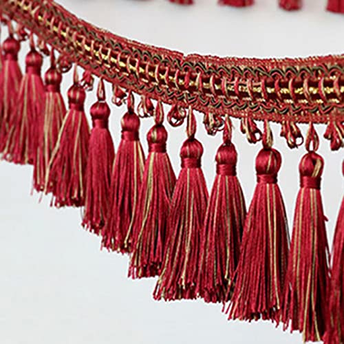 OUUOYSD Fransenbesatz, Vorhangquasten, 5 Meter Vorhang Nähen Quaste Fransenbesatz Zopfband Spitzenbesatz Dekorativer Besatz for Lampenschirme Sofa DIY Handwerk(Rosso) von OUUOYSD