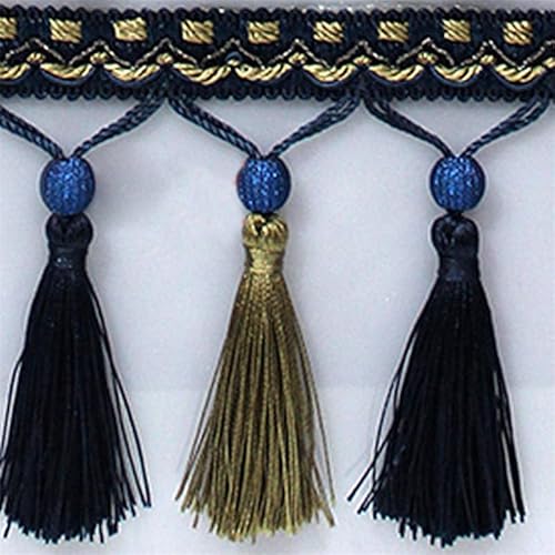 OUUOYSD Fransenbesatz, Vorhangquasten, Besätze Kanten Stoff Hause Vorhang Kissen Sofa Decor Rand(Dark Blue) von OUUOYSD