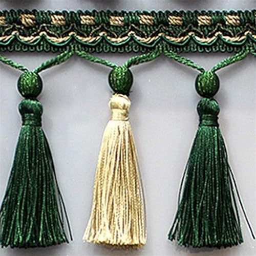 OUUOYSD Fransenbesatz, Vorhangquasten, Besätze Kanten Stoff Hause Vorhang Kissen Sofa Decor Rand(Dark Green) von OUUOYSD