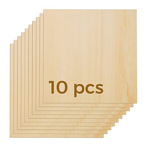 OUYZGIA 10 Stück 3 mm Lindenholz-Sperrholzplatten 11,8 x 11,8 x 1/8 Zoll unlackierte dünne Holzplatten zum Laserschneiden Gravieren Handwerk DIY Malerei Modellierung (300 x 300 x 3 mm, 10 Stück) von OUYZGIA