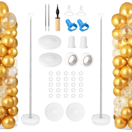 OUZHOU Ballonbogen Kit 2 Stück, 2m Höhenverstellbarer Ballonbogen Ständer mit wiederverwendbaren Metall-Teleskopstangen Säulenständer Display, Ballonständer für Boden Geburtstag Hochzeit Party von OUZHOU