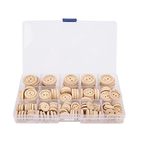 140pcs 3 Größen Holzknöpfe, Bastelknöpfe Nähen Knöpfe Handgemachte Häkelkleidung Kleidung Accessoires mit Aufbewahrungsbox für Babypullover Weihnachtsgeschenke von OVAQUIXI