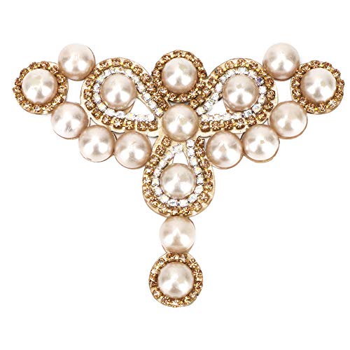 2pcs -Kristall -Applique Nähen Sie Faux Pearl Patch mit Glaskristall für Kleidung Schuhe Tasche Hochzeitskleid Kopfbedeckung (05 Perlen) von OVAQUIXI