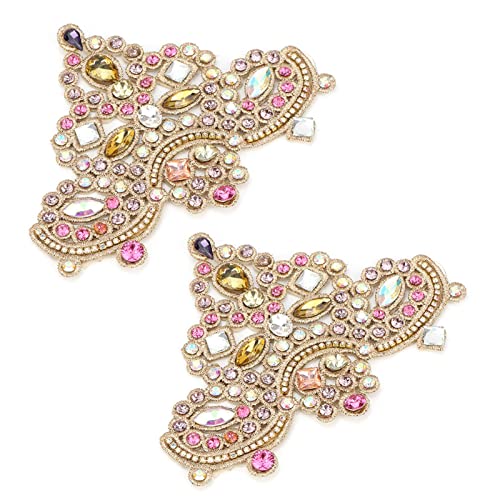 2pcs -Kristall -Applique Nähen Sie Faux Pearl Patch mit Glaskristall für Kleidung Schuhe Tasche Hochzeitskleid Kopfbedeckung (06) von OVAQUIXI