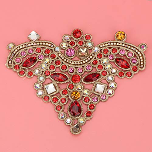 2pcs -Kristall -Applique Nähen Sie Faux Pearl Patch mit Glaskristall für Kleidung Schuhe Tasche Hochzeitskleid Kopfbedeckung (08 rot) von OVAQUIXI