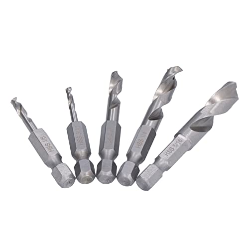 5-teiliges Bohrer-Set, Sechskant-Bohrer-Set. Langlebiger Kurzer Bohrer mit 1/4-Zoll-Sechskantschaft. Schnellarbeitsstahl-Sechskant-Kurzbohrer für die Bearbeitung von Bohrlöchern 5-teiliges Bohrer-Set, Sechskant-Bohrer-Set. Langlebiger Kurzer Bohrer mit 1/4-Zoll-Sechskantschaft. Schnellarbeitsstahl-Sechskant-Kurzbohrer für die Bearbeitung von Bohrlöchern von OVAQUIXI
