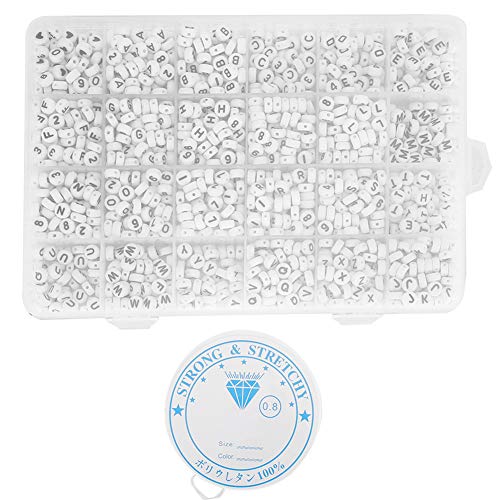 Acryl -Alphabet -Zahl Herzperlen Kompakt für Schmuckherstellung DIY Handwerk, 1850pcs Briefperlen für Frühe Bildung von OVAQUIXI