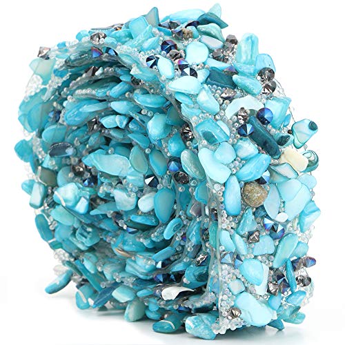 Blaues Strassbandband, Schöne Kleidungsdekoration für Hochzeitszubehör, 2 Cm Breit (2 cm breit blaue Kieskautschukstreifen) von OVAQUIXI