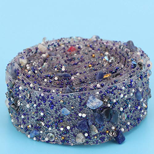 Blaues Strassbandband, Schöne Kleidungsdekoration für Hochzeitszubehör, 2 Cm Breit (2 cm lila Kieskleberstreifen) von OVAQUIXI