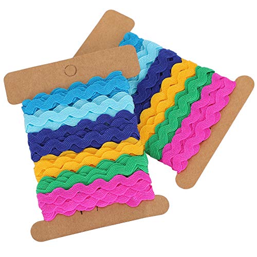 Buntes Zickzack -Band Set für DIY -handgefertigte Kunsthandwerk und Nähdekoration 8 Mm für Hochzeitskleid oder Home Ornament [2pcs] (1) von OVAQUIXI