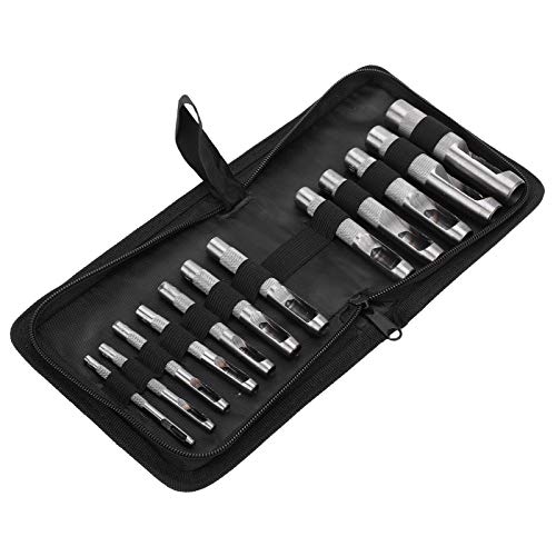 Gürtelloch Puncher Set Haltbarer Kohlenstoffstahl Hohlpunsch Handwerkzeug für Lederhandwerk 12PCS für -Enthusiasten von OVAQUIXI
