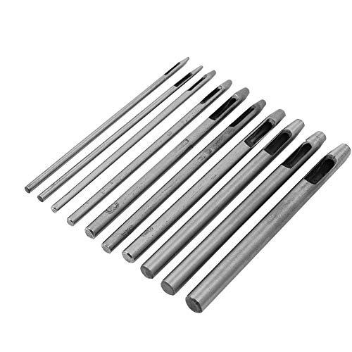 Hand Puncher Leder Punch Tool Set Gute Zähigkeit Stanzlöcher für Lederhandwerksprofis und Amateure 10pcs von OVAQUIXI