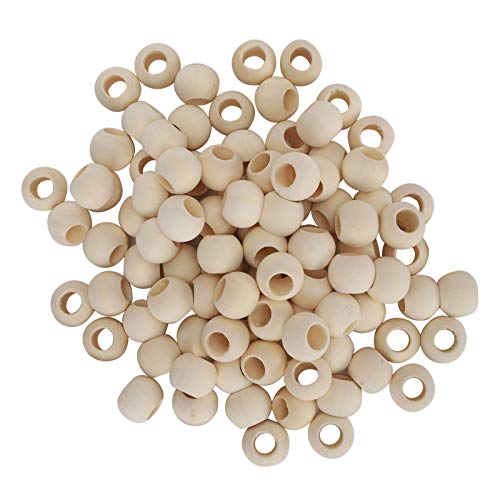 Hölzerne Runde Lochperlen 20mm DIY -Schmuck Zubehör für Halsketten -Abstandshalterdekoration, 100 teilige Naturholzperlen für Armband Handwerk von OVAQUIXI