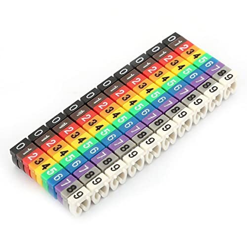 Kabelzahlenbezeichnungen, Farbenfrohe Digitale Drahtnummerierungsmarkierungsrohrkabelmarker Zur Identifizierung (100pcs KCM-4mm 4 Quadratmeter) von OVAQUIXI