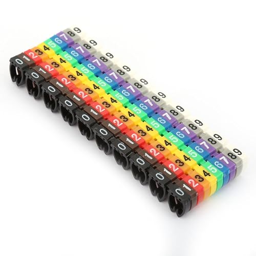 Kabelzahlenbezeichnungen, Farbenfrohe Digitale Drahtnummerierungsmarkierungsrohrkabelmarker Zur Identifizierung (100pcs KCM-6mm 6 Quadratmeter) von OVAQUIXI