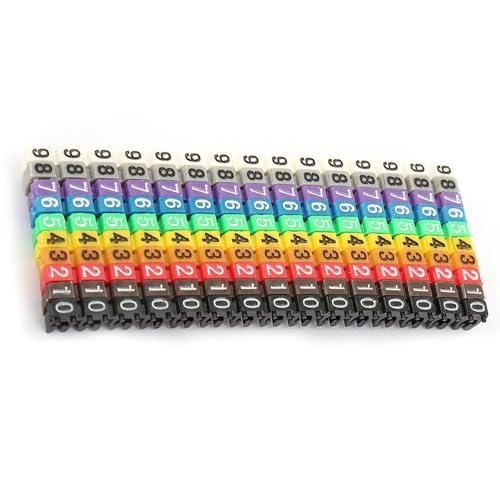Kabelzahlenbezeichnungen, Farbenfrohe Digitale Drahtnummerierungsmarkierungsrohrkabelmarker Zur Identifizierung (150pcs KCM-1,5 mm 1,5 Quadrat) von OVAQUIXI
