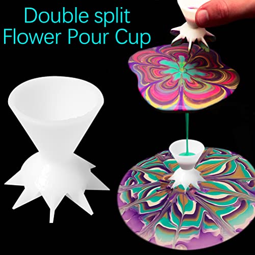 Kreativer Acrylfarbe Gießen Split Cup Trichter - 3 PCs Mini 7 -Bein Trichter Split Cup Einfach zu Bedienen Geeignet für die DIY Kreation mit Epoxidharz Geeignet (WHITE) von OVAQUIXI