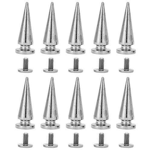 Kupferkugel Nietebenen 10x26mm Metallschrauben -Set mit Elektropleten Farben für Lederhandwerkstaschen Schuhe Jeans Leinwand (10 * 26 mm Silber) von OVAQUIXI
