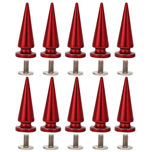 Kupferkugel Nietebenen 10x26mm Metallschrauben -Set mit Elektropleten Farben für Lederhandwerkstaschen Schuhe Jeans Leinwand (10 * 26mm farbenfrohe Rot) von OVAQUIXI