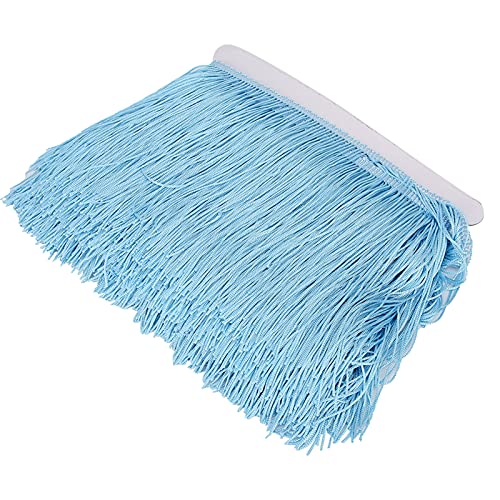 Lange Fringe Latin Kleid Quasten Langlebige Polyester -Band für Bühnen -DIY Bekleidung Accessoires, Sky Bluelight Coffee, 10yd (Himmelblau) von OVAQUIXI